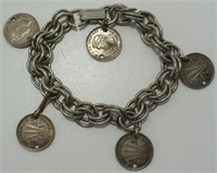 Bracelet w/ 5 Silver Coin Charms