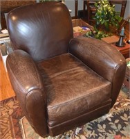 Contempo Distressed Brown Leather Club Chair