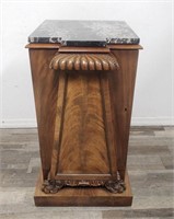 Vintage marble top carved wood cabinet