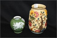 2pc Vases Japanese, Cameo & Indian Tree