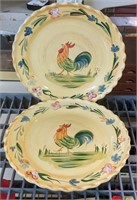 PAIR OF 11.5" ROOSTER PLATES