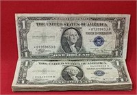 Forty Three 1935 One Dollar Silver Certificates