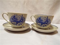 Set of (2) Oversized Coffee Cups with Saucers