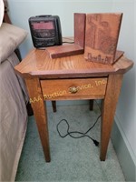 Oak side table with drawer - good condition,