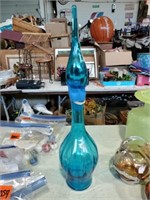 Blenko  handcrafted blue decanter 15.5 tall