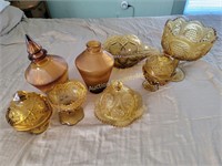 Amber glass - compote, decanters, candy dish,