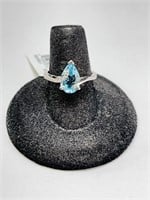 Sterling Sky Blue Topaz/Diamond accent Ring 3 Gr