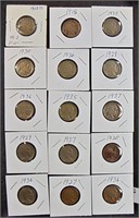 15 Buffalo Nickels 1913-1937