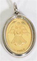 24K Gold & Sterling Silver Chinese Peace Pendant.