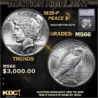 ***Auction Highlight*** 1935-p Peace Dollar 1 Grad