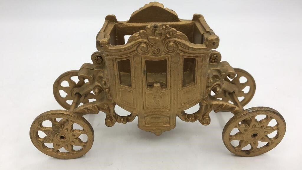 Gold Painted Cast Iron Horse Carriage