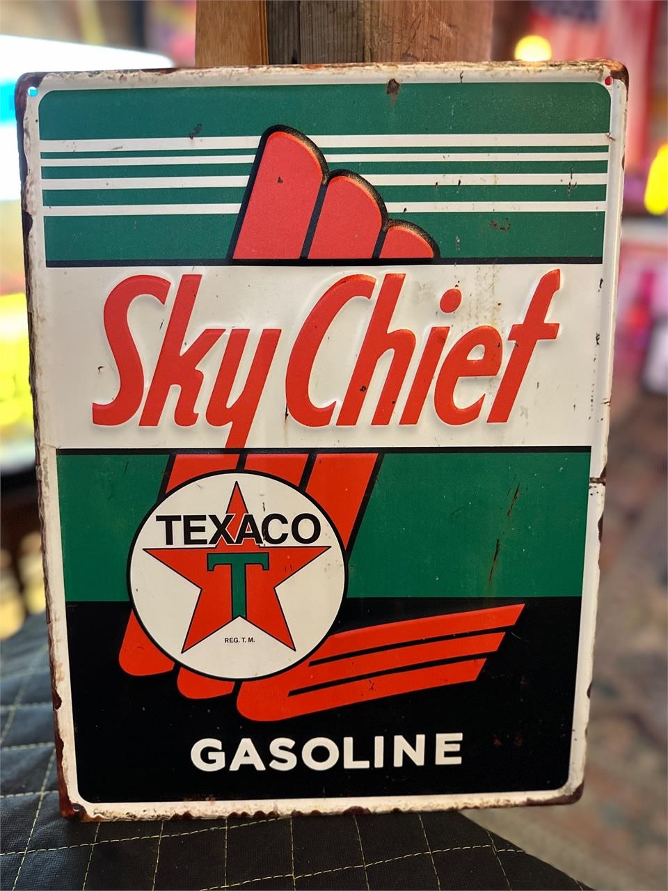 1ft x 16” Metal Sky Chief Texaco Sign