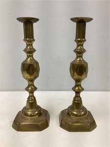 Pair of Antique Brass Candle Holders