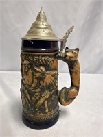 VINTAGE GERZ WEST GERMANY BEER STEIN WITH LID 9.5"