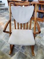 Wood Rocker With Padded Seat And Back Pillow