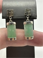 Sterling Silver Chinese Jade Fancy Earrings
