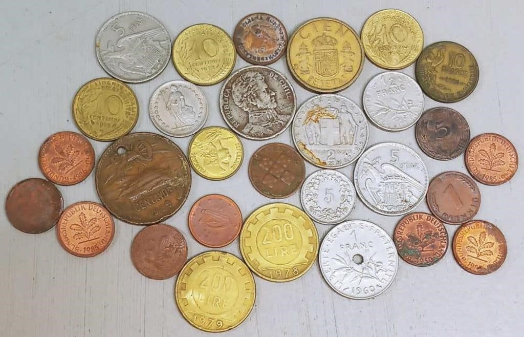 30 Vtg Assorted International Coins