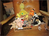 Box of beanie babies and other small toys