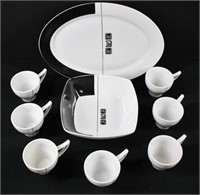 9pc Pegasus Porcelain Mugs, Bowl, & Serving Plate