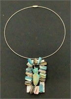 Necklace W turquoise and stone pendant
