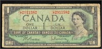 1967 Centennial Issue Canada $1 Banknote P# 84b Gr