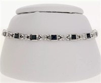 2.30 Ct Diamond Sapphire Bracelet 14 Kt