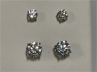 2pr Sterling Diamonique Earrings 2.9gr TW