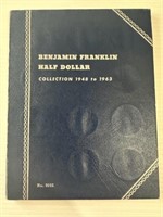 22 Franklin Silver Half Dollars 1950-1963 Album