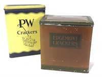 2 Vintage Metal Cracker Tins, PW & Edgemont