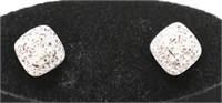Ladies Sterling Silver Diamond Stud Earrings