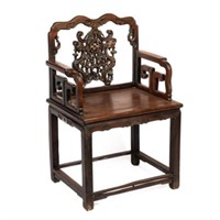 Antique Carved Chinese Hardwood Armchair.