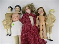 Lot (6) Bisque & Porcelain Dolls