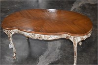 Vintage French Inspired Wood Inlay Coffee Table