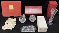 GORHAM, LENOX & ROGASKA CRYSTAL PIECES w BOXES