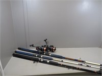 (3) Vintage Spinning Rods with (2) Attached Reels