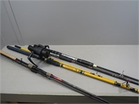 (4) Modern and Vintage Rods with (1) Attached
