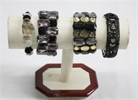 4pc Wide Statement Acrylic Stone Bracelets