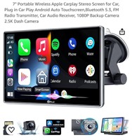 7" Portable Wireless Apple Carplay Stereo Screen