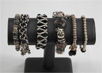 6pc Glass / Metal Beaded Bracelets