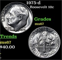 1975-d Roosevelt Dime 10c Grades GEM++ Unc