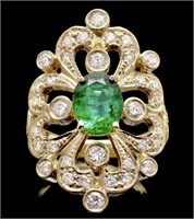 $13,900  14k Gold 2.95 cts Emerald & Diamond Ring