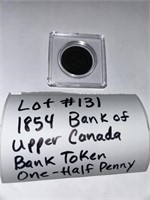 Lot#131) 1854 Bank of Upper Canada One Half Penny