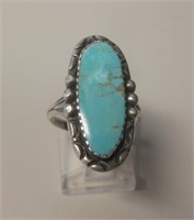 Vtg NA Sterling Silver & Utah Turquoise Ring