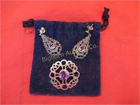 Amethyst Sterling Silver Celtic Knot Broach Pin &