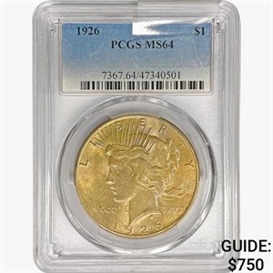 1926 Silver Peace Dollar PCGS MS64