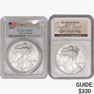 [2] 2001 & 2006 Silver Eagle PCGS/NGC PF/MS69 W/