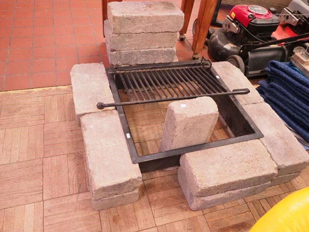 Fire pit with pavers, 27" square interior and