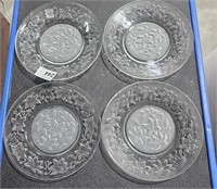 4 Pattern Glass Plates 8" Across
