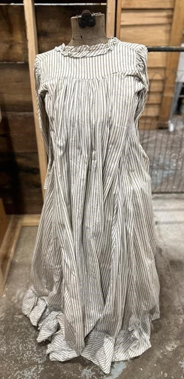 Victorian Striped Gown on Adjustable Dress Form