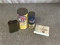 Advertising tins and thermometer